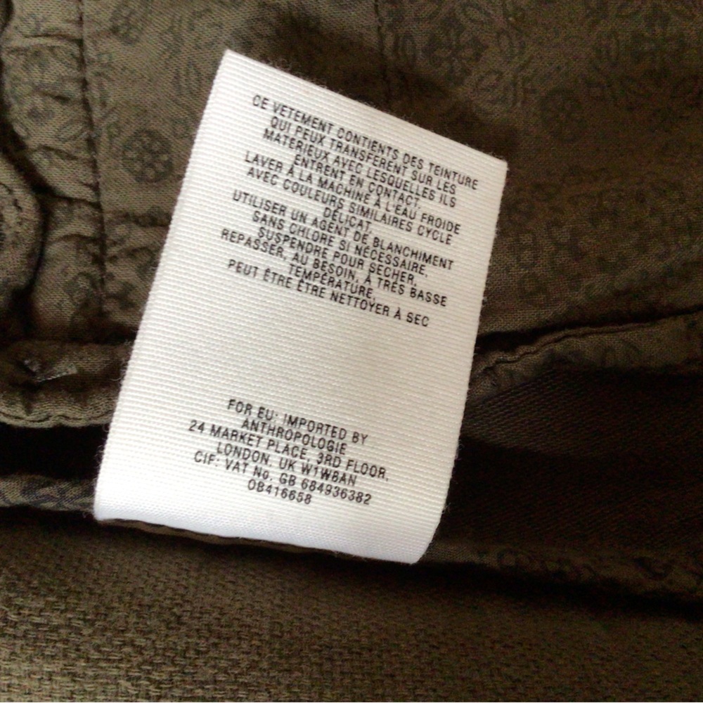 Anthropologie | Hei Hei Army Green Mixed Media jacket blazer Women’s, 14P - Picture 9 of 11